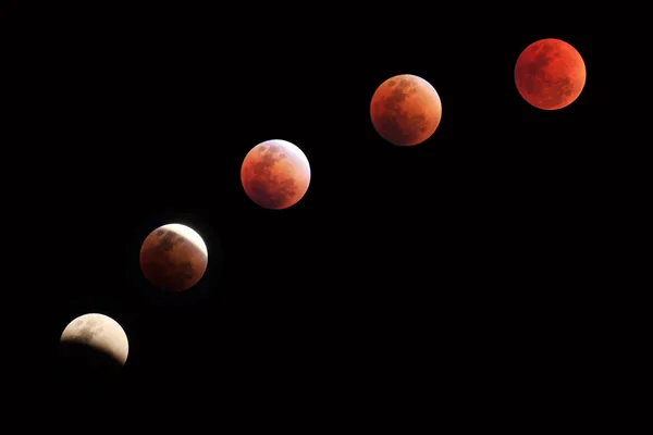 Bulan Super Berdarah Dalam Waktu Yang Berbeda — Stok Foto