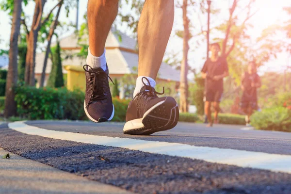 Running Road Sunlight Man Runner — Stock Photo, Image