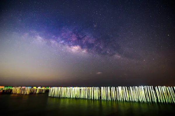 Milky way at the sea in dark night