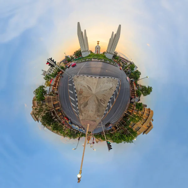 Kruhové Panorama Pohled Pomínku Demokracie Veřejné Mezník Bangkoku — Stock fotografie