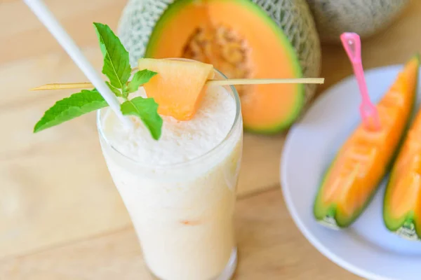 Milk Melon Smoothie Glass — Stock Photo, Image