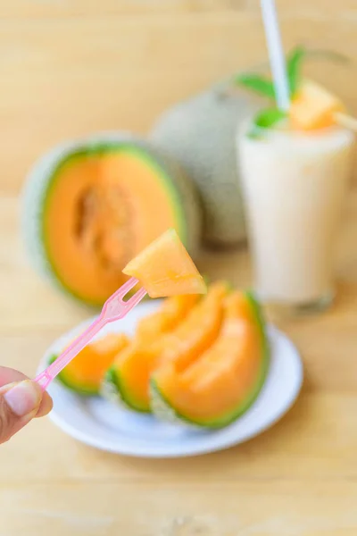 Frische Orangenmelone Teller — Stockfoto