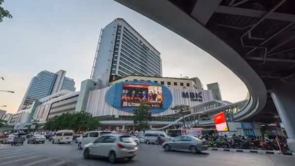 Bangkok Thailand Okt 2019 Zeitraffer Verkehr Auf Der Vorderseite Mbk — Stockvideo