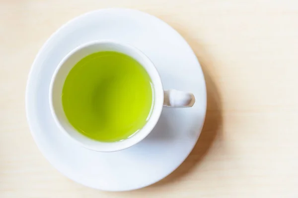 Вид Зверху Гарячий Зелений Чай Столі — стокове фото