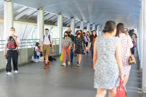 Bangkok Thailand Feb 2020 Lot People Wear Hygienic Mask Protect — Stock fotografie