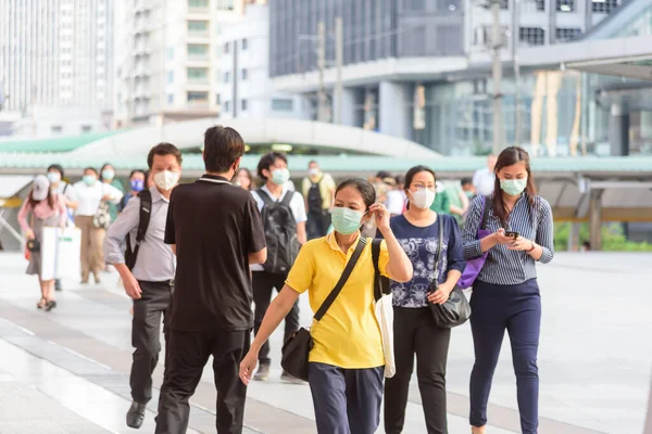 Bangkok Thailand March 2020 Lot People Wear Hygienic Mask Protect — Stock Photo, Image