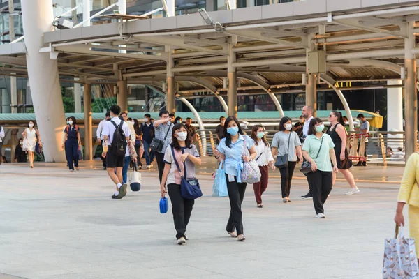 Bangkok Thailand March 2020 Lot People Wear Hygienic Mask Protect — Stock Photo, Image