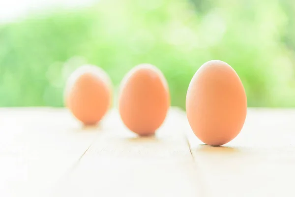 Huevos Placa Madera — Foto de Stock