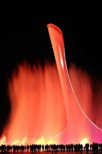 SOCHI, RUSSIA - September, 28 2016. The dancing fountain at the Olympic flame — Stock Photo, Image