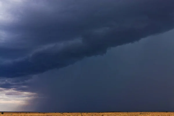 Molnig himmel ovanför fältet — Stockfoto