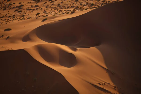 Belas dunas do deserto no pôr do sol — Fotografia de Stock