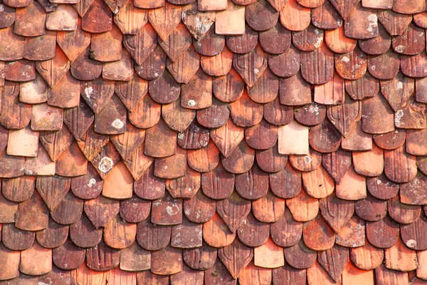Çatı Dokusu Arka Planında Eski Terracotta Fayansları — Stok fotoğraf