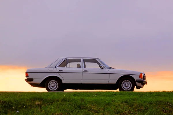 Cluj Napoca Romania Ağustos 2011 Klasik Mercedes Benz 123 Beyaz — Stok fotoğraf