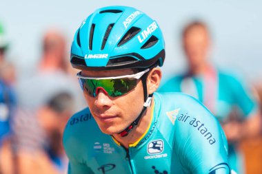 San Vicente de la Barquera, Spain-September 7, 2019. Miguel Angel LOPEZ MORENO, cyclist of the ASTANA PRO TEAM during stage 14 of La Vuelta a Espaa. clipart