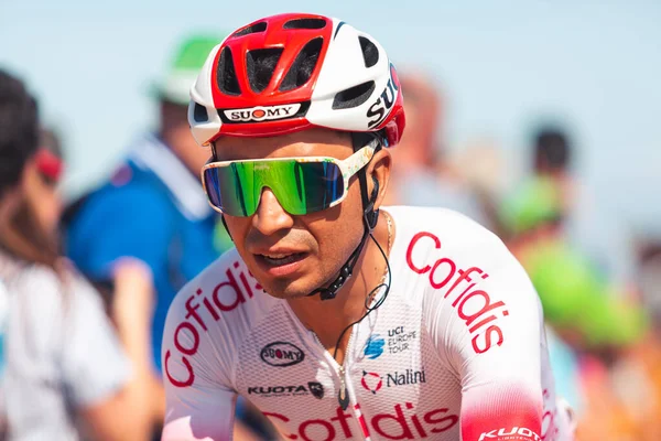 ビセンテ バルケラ スペイン 2019年9月7日 ブエルタ エスパー14ステージ中のソリューション クレジットチームCofidisのサイクリストであるJhon Darwin Atapuma Hurtado — ストック写真