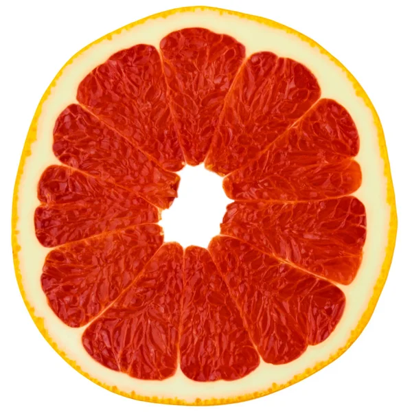 Sappige Plak Grapefruit Een Geïsoleerde Witte Achtergrond — Stockfoto