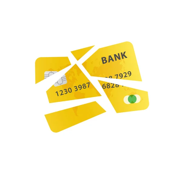 Kreditkarte mit der Schere zerschneiden. Schere schneidet alte Kreditkarte. — Stockvektor