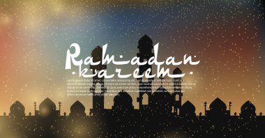 Ramazan Kareem İslami, cami ve altın parıltılı illüstrasyon