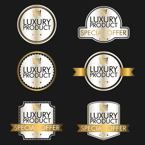 Abzeichen Luxus Mit Goldener Farbe — Stockvektor