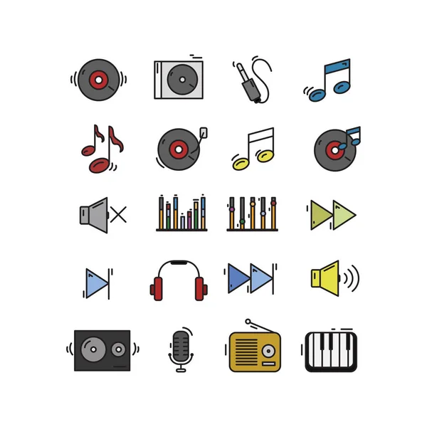 Conjunto Iconos Música — Vector de stock