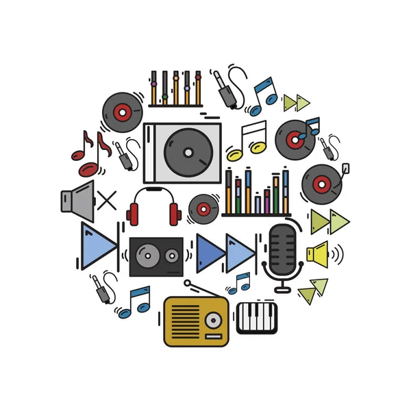 Conjunto Iconos Música — Vector de stock