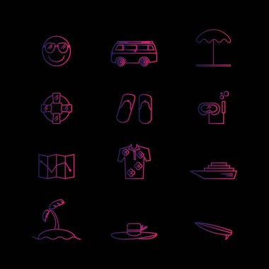 Gradyan mor renkli yaz dönemi seyahat vektörü simgesi