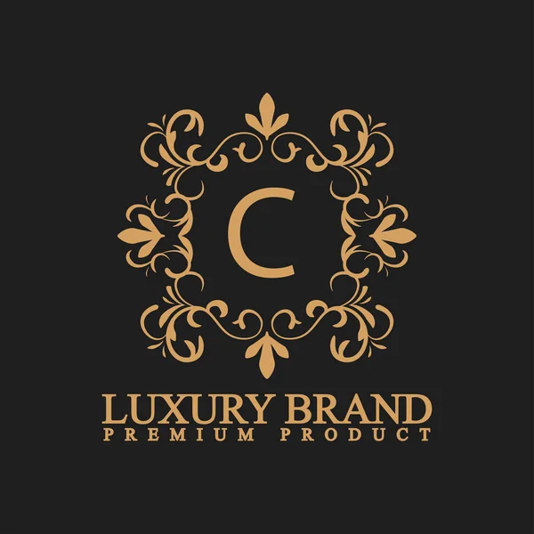 Logo Luxury Design Element Ornament Label Logo Made Golden Luxury — Stock Vector