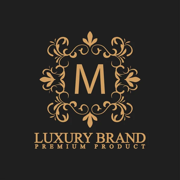 Logotipo Luxo Com Ornamento Elemento Design Rótulo Logotipo Feito Com — Vetor de Stock