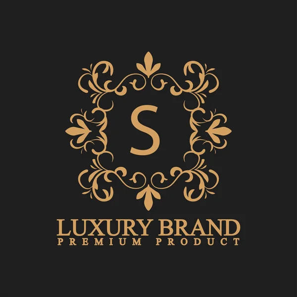 Logo Luxe Met Design Element Ornament Label Logo Gemaakt Met — Stockvector