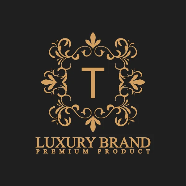 Luksusowe Logo Ozdobą Elementów Projektu Etykietą Logo Wykonane Złotego Luksusowego — Wektor stockowy