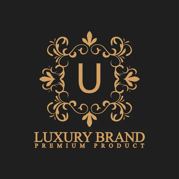 Luksusowe Logo Ozdobą Elementów Projektu Etykietą Logo Wykonane Złotego Luksusowego — Wektor stockowy