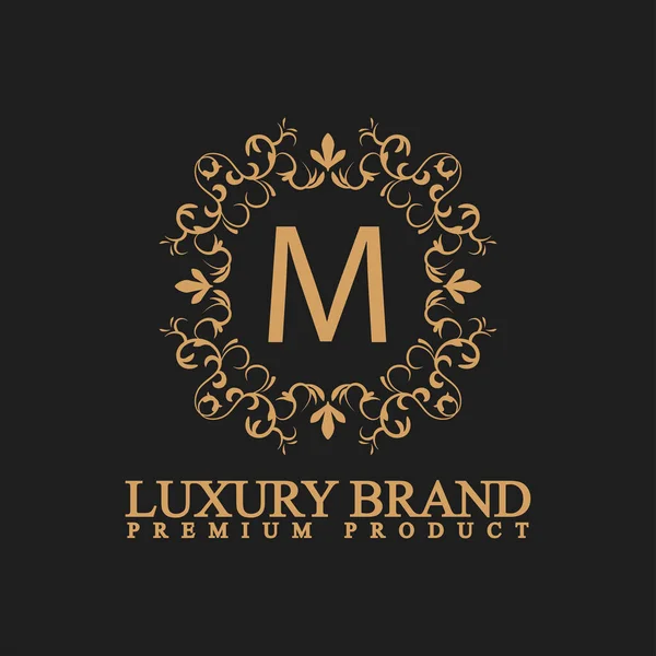 Luxus Logo Mit Designelement Ornament Etikett Logo Mit Goldenen Luxus — Stockvektor