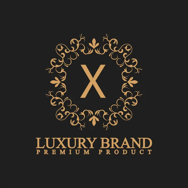 Logo Lusso Con Elemento Design Ornamento Etichetta Logo Realizzato Con — Vettoriale Stock