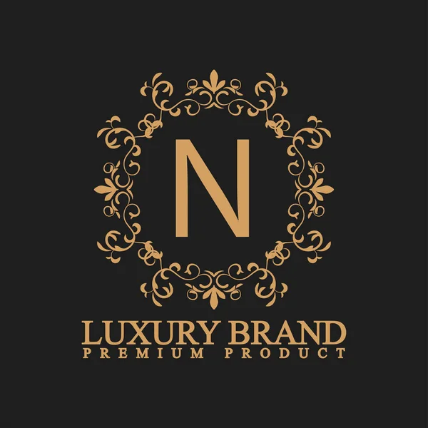 Luxury Logo Ornament Flourish Design Vip Brand Fashion Hotel Real — Stock Vector