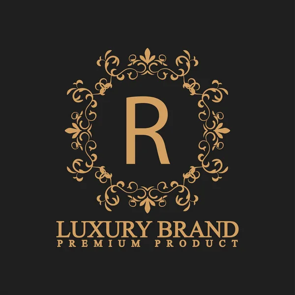 Luxury Logo Ornament Flourish Design Vip Brand Fashion Hotel Real — Stock Vector