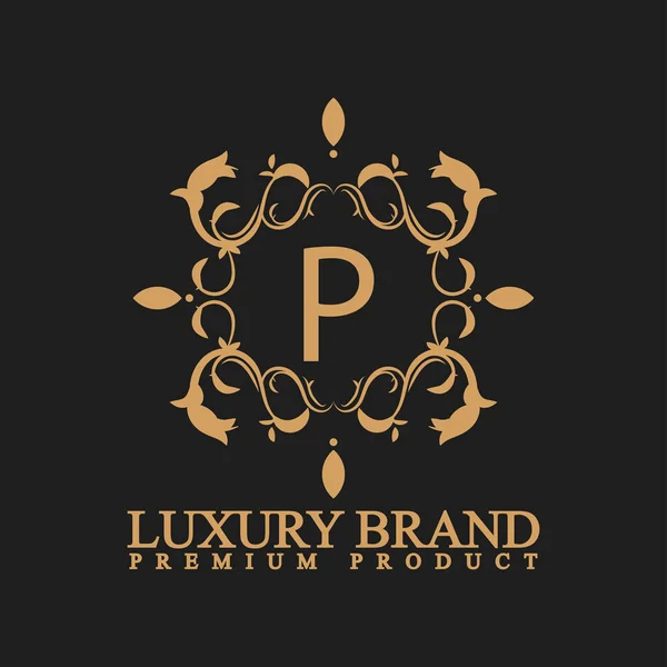 Logotipo Lujo Con Adorno Diseño Florido Para Marca Vip Moda — Vector de stock