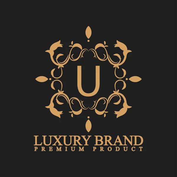 Logotipo Lujo Con Adorno Diseño Florido Para Marca Vip Moda — Vector de stock