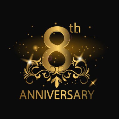Sekizinci yıl dönümü kutlaması 8. yıl dönümü logosu Altın rengi, folyo, ışıltı