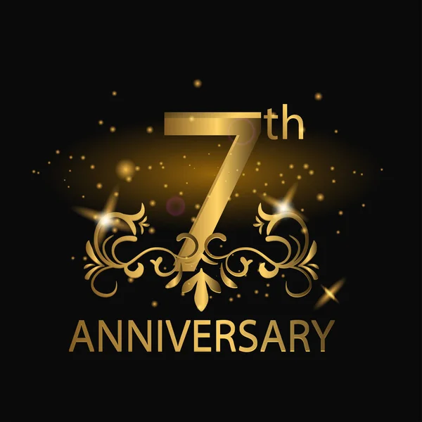 7Th Years Anniversary Celebration 7Th Anniversary Logo Gold Color Foil — Stock Vector