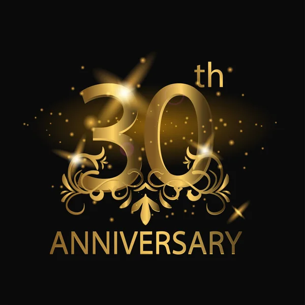 30. yıl dönümü kutlaması. Altın rengi, folyo, pırıl pırıl parlayan 30. yıldönümü logosu