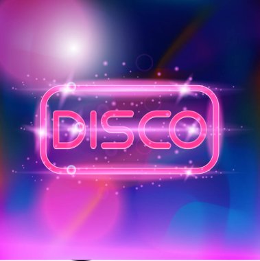Retro stili 80 'lerin disko tasarımı neon. 80 'lerin stil retro şebekesine sahip manzara