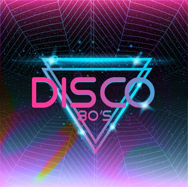 Retro stili 80 'lerin disko tasarımı neon. 80 'lerin stil retro şebekesine sahip manzara