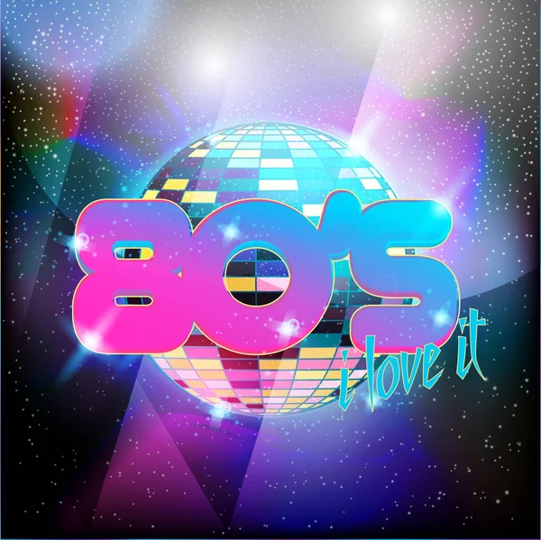 Retro Styl 80S Disco Design Neon Krajina Mřížkou Let — Stockový vektor