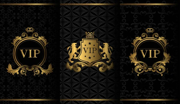 VIP illüstrasyon rozetlerini özel süs vektörü için geçmişe dönük kenarı olan klasik tarzda dekoratif çerçeveler olarak ayarla