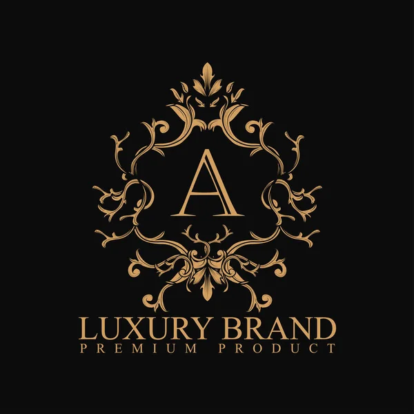 Logotipo Luxo Com Ornamento Elemento Design Rótulo Logotipo Feito Com —  Vetores de Stock
