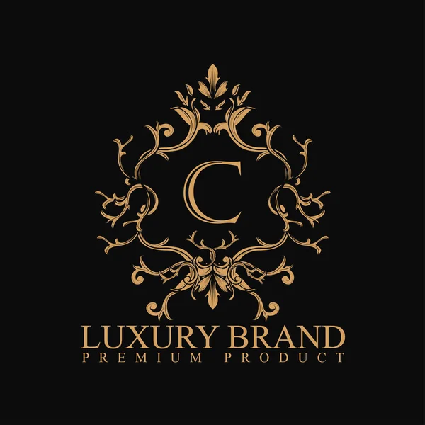 Logo Luxury Design Element Ornament Label Logo Made Golden Luxury — Stock Vector