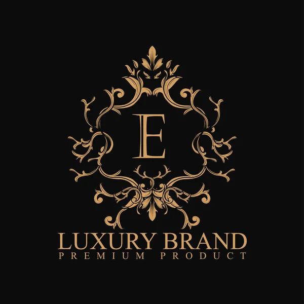 Logotipo Luxo Com Ornamento Elemento Design Rótulo Logotipo Feito Com —  Vetores de Stock