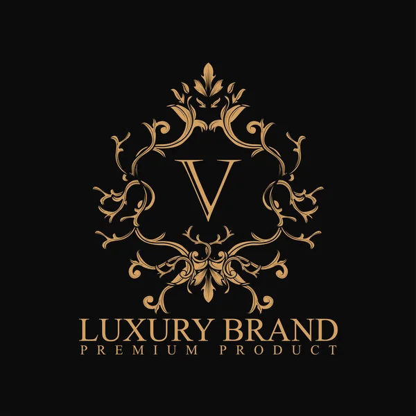 Logotipo Luxo Com Ornamento Elemento Design Rótulo Logotipo Feito Com —  Vetores de Stock