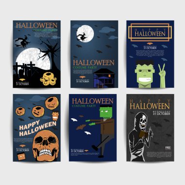 Cadılar Bayramı partisi davetiye afişi için korkunç bir tasarım geçmişi var. Cadılar Bayramı partisi için davet şablonu