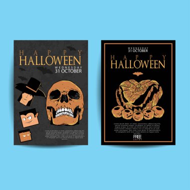 Cadılar Bayramı partisi davetiye afişi için korkunç bir tasarım geçmişi var. Cadılar Bayramı partisi için davet şablonu